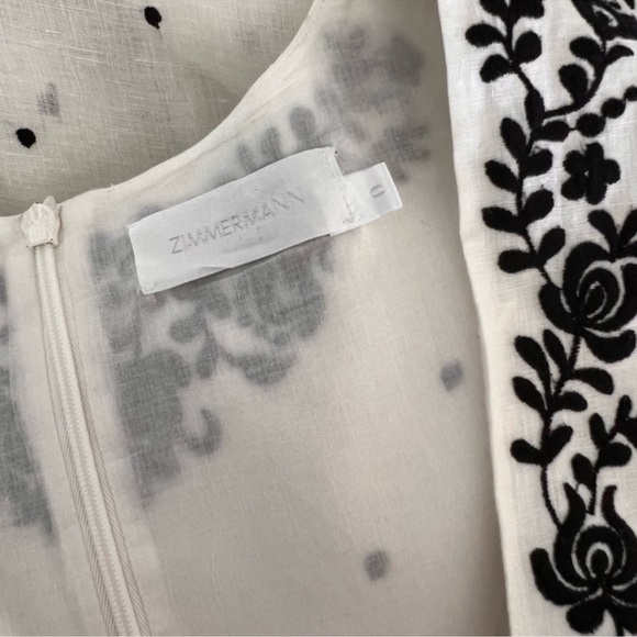 Zimmermann polka dot white and black linen dress with embroidery and tassels - Picture 6 of 6